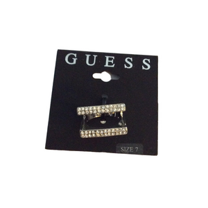 Guess Double Bar Long Paved Ring 7 NWT